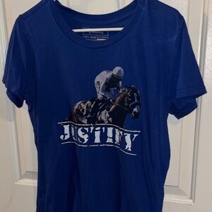 Justify racehorse Navy Equestrian Tee